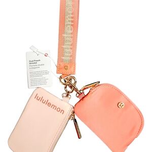 Lululemon Dual Pouch Coral and Peachy Wristlet Set